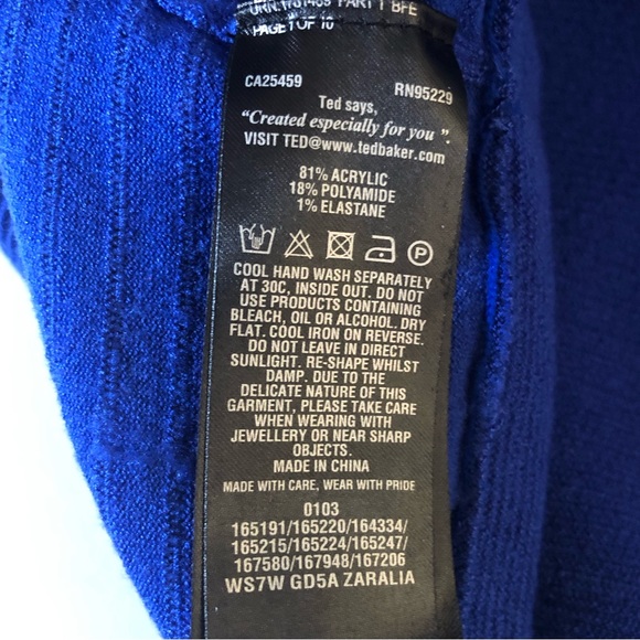 Ted Baker Royal Blue Zaralia Fit & Flare Knit Dress Full Skirt Bodice Cut Outs - Picture 15 of 15